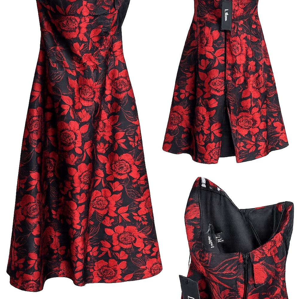 Lulu's Red and Black Strapless Dress